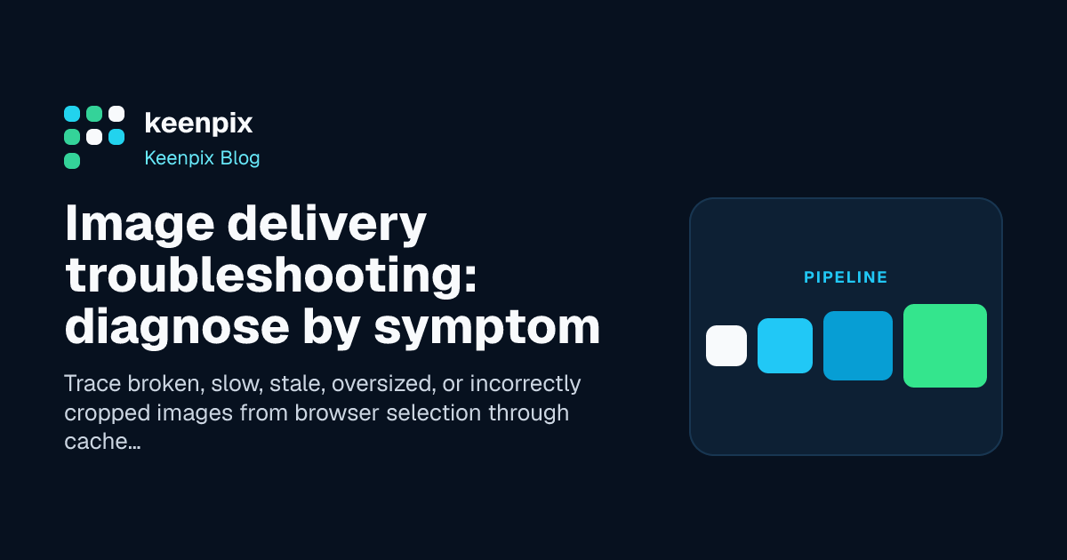 Troubleshooting flow from browser symptoms to CDN cache, transformer, and origin