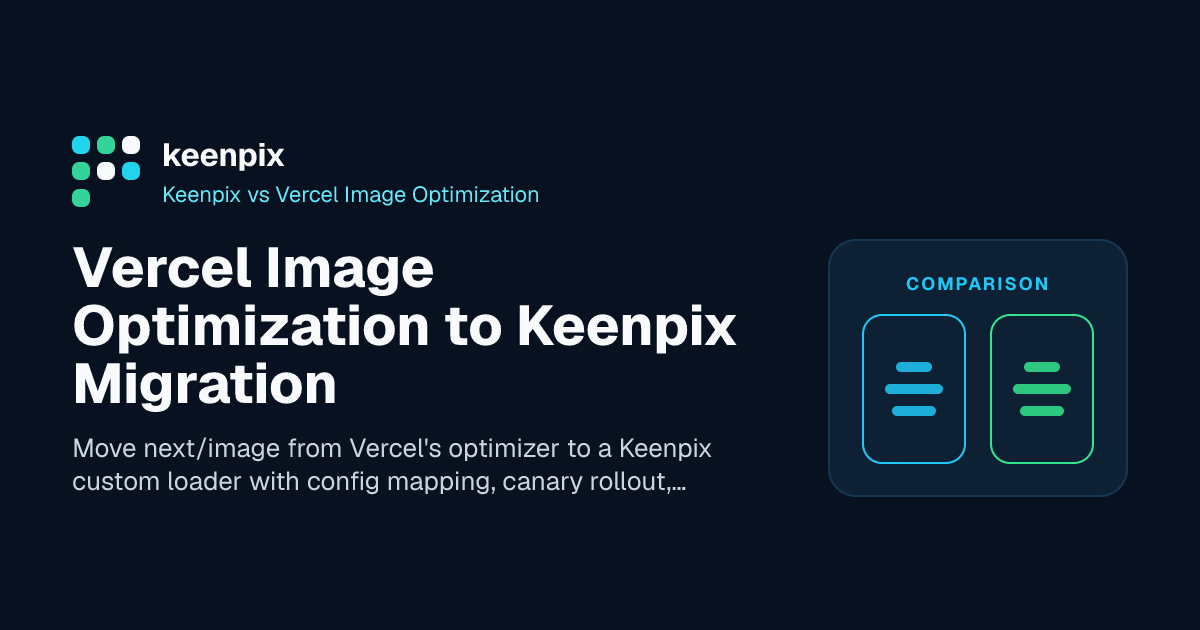 Next.js image candidates switching from Vercel optimization to a Keenpix custom loader